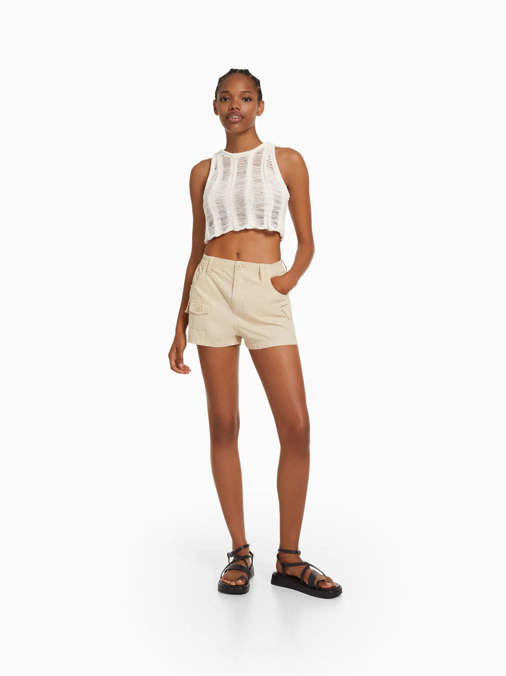 Multi-cargo cotton shorts