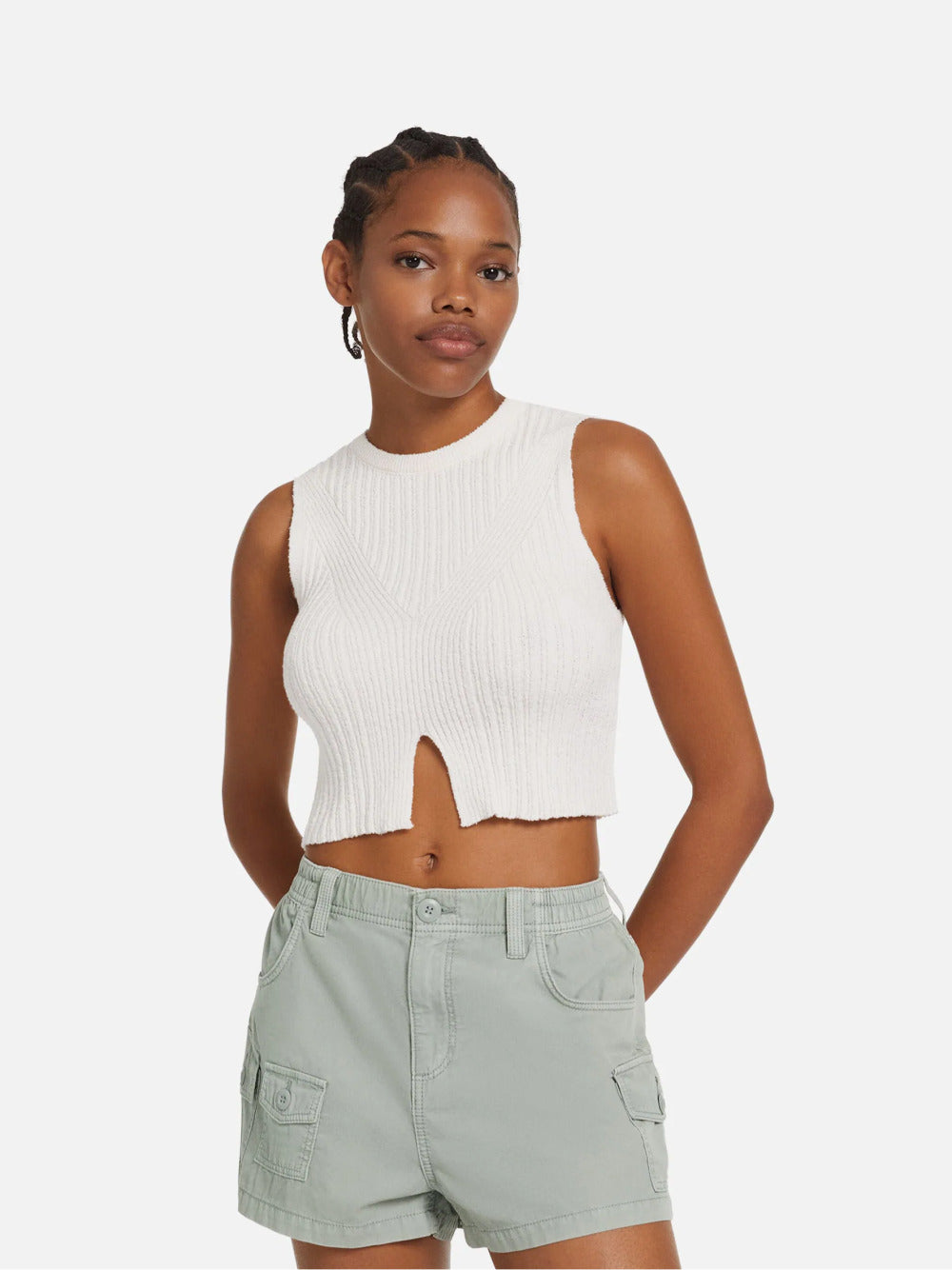 Multi-cargo cotton shorts