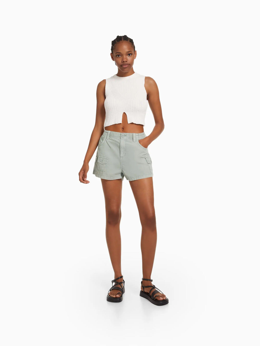 Multi-cargo cotton shorts