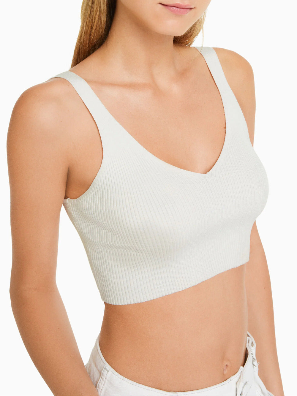 Ribbed knit V-neck top