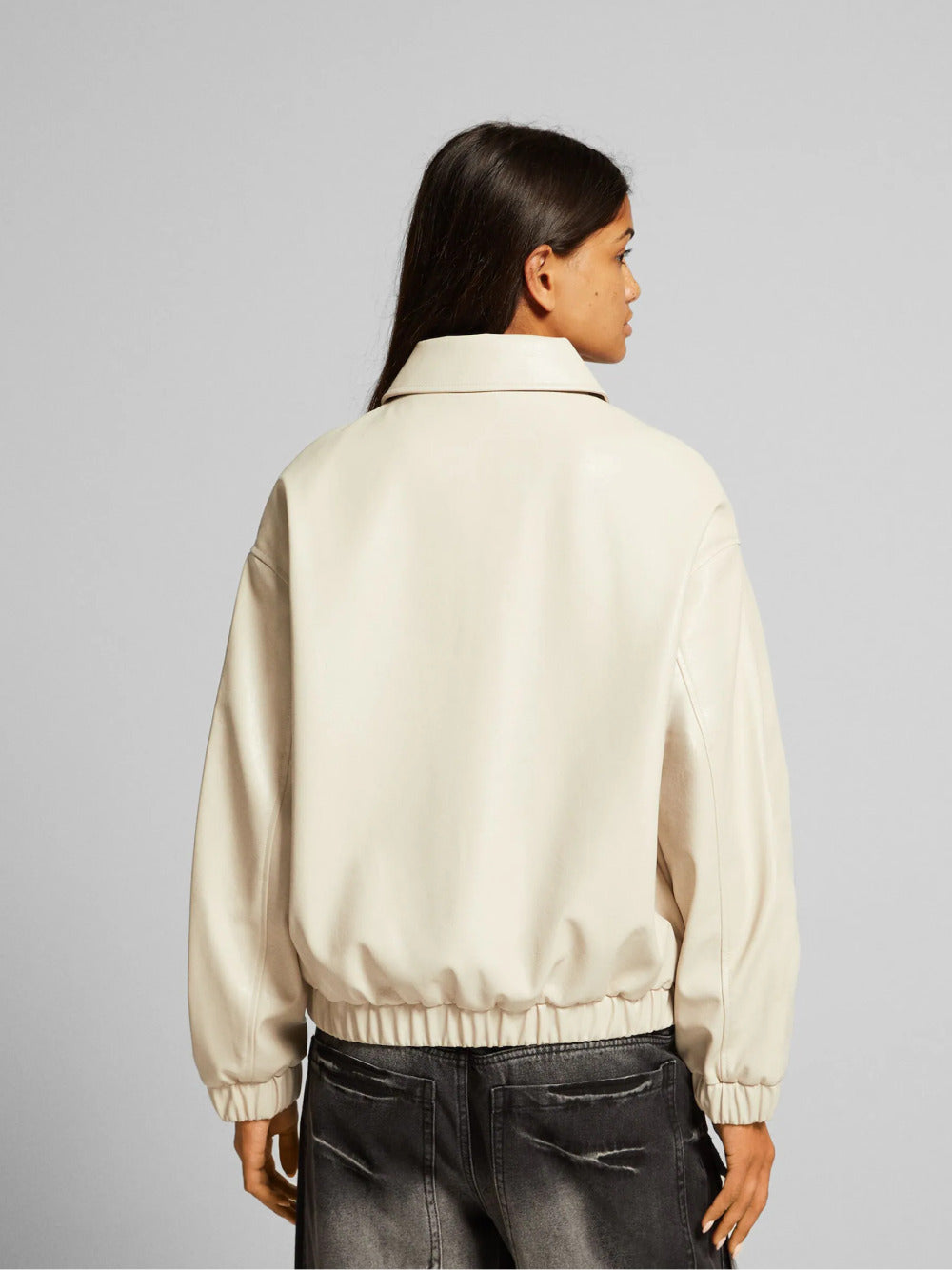 jakke med pappapassform i imitert skinn