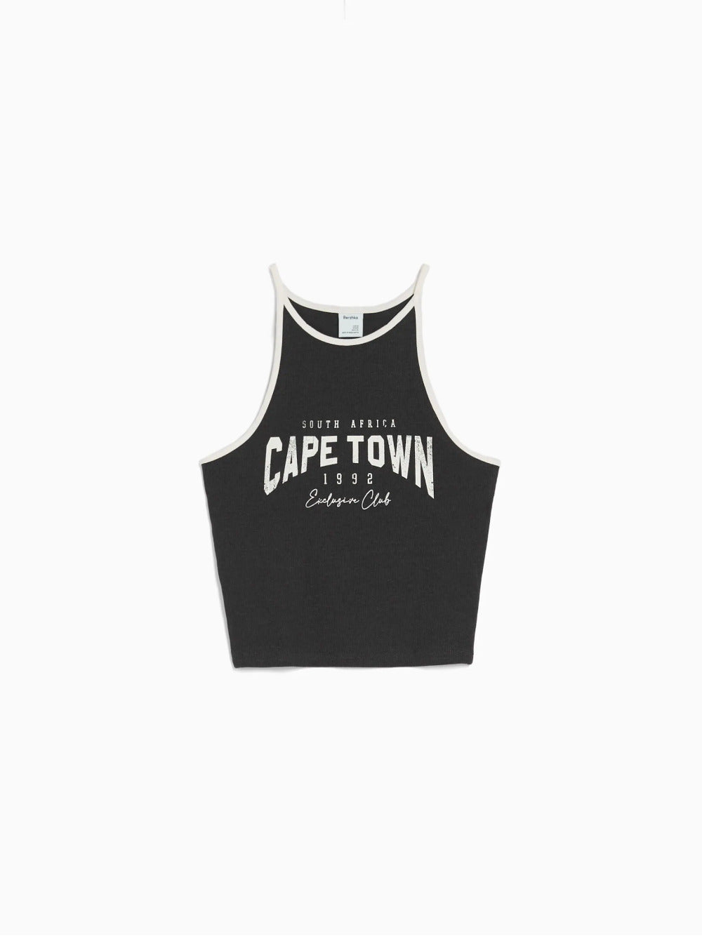 Ribbed printed strappy T-shirt