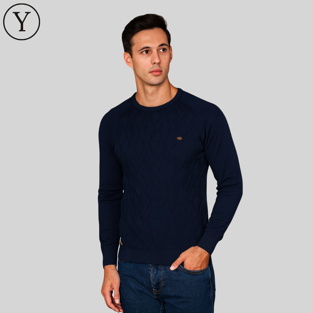 Herren Strickpullover mit 3D-Argyle-Muster