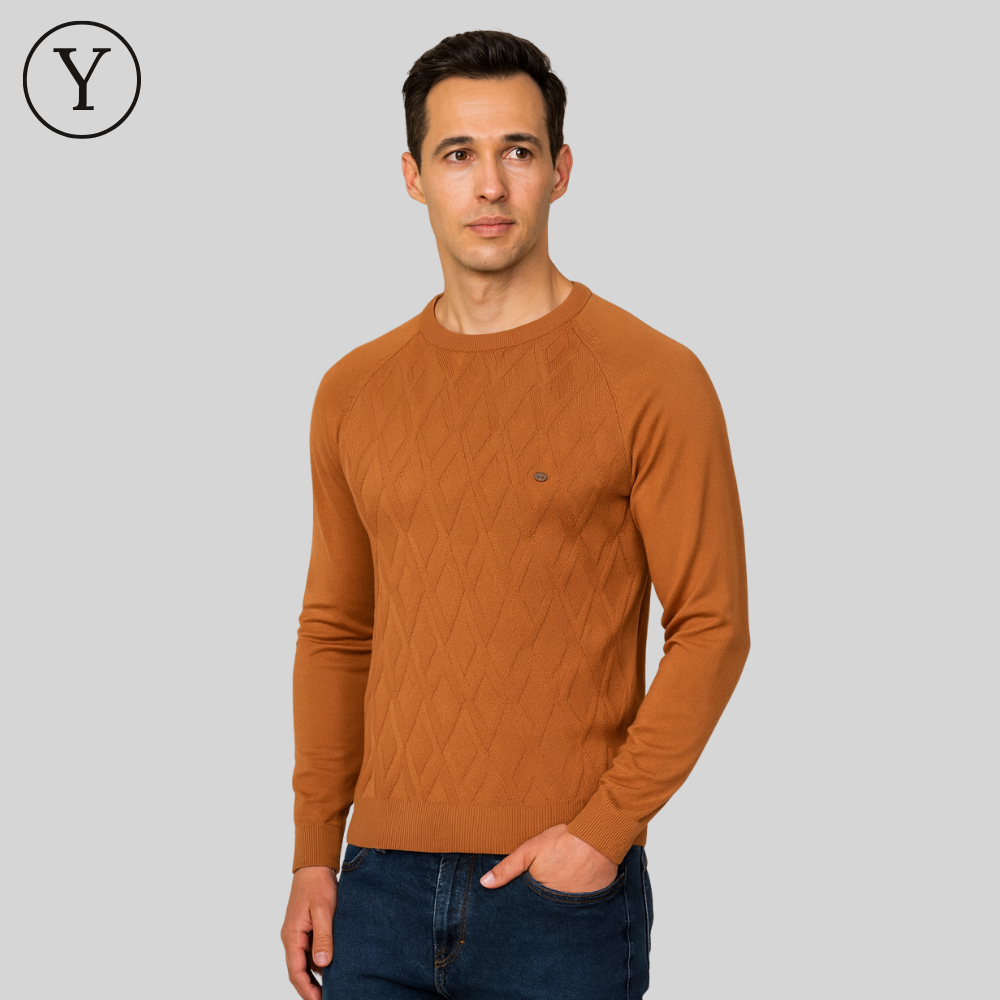 Herren Strickpullover mit 3D-Argyle-Muster