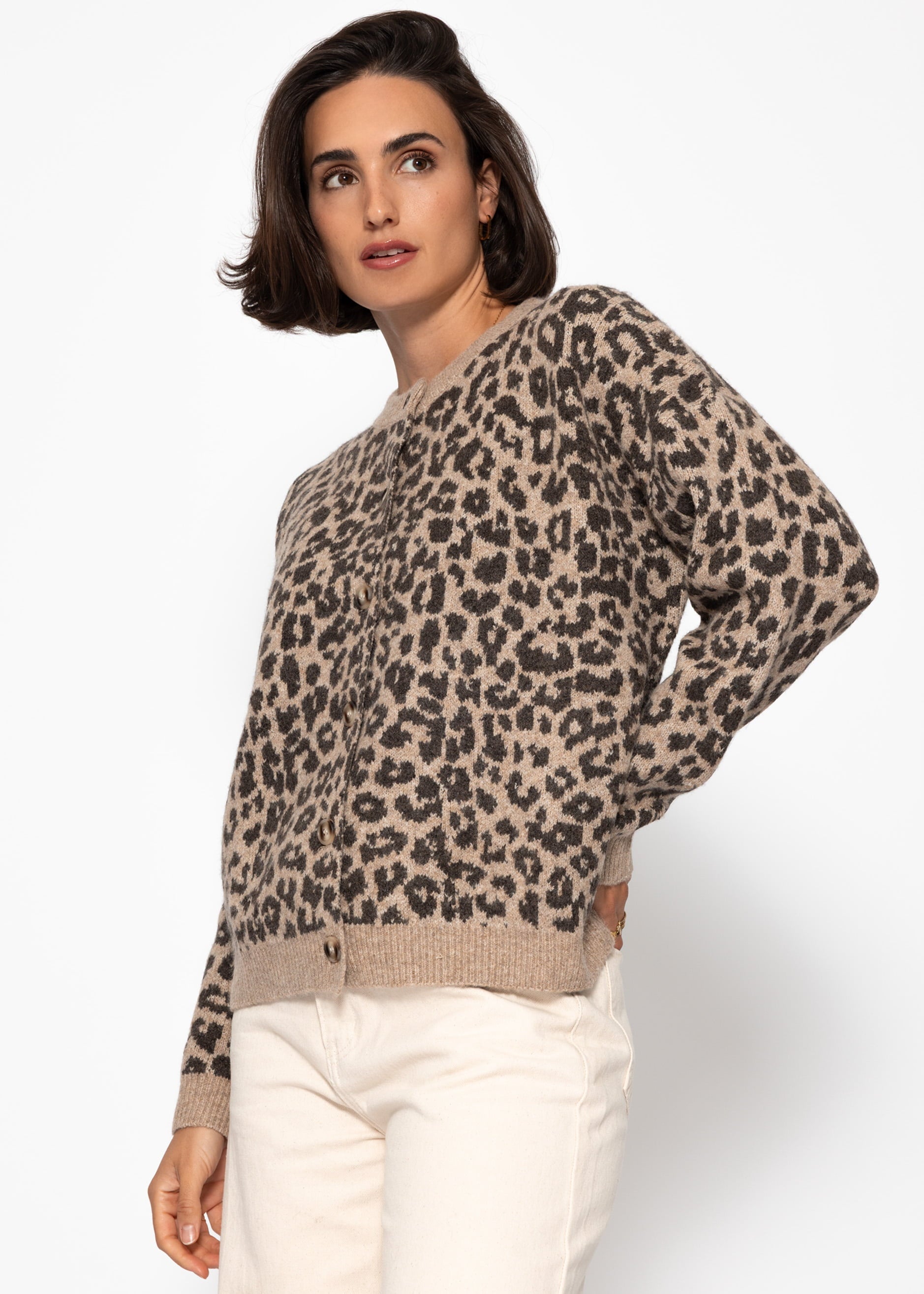 Cárdigan con estampado de leopardo - marrón