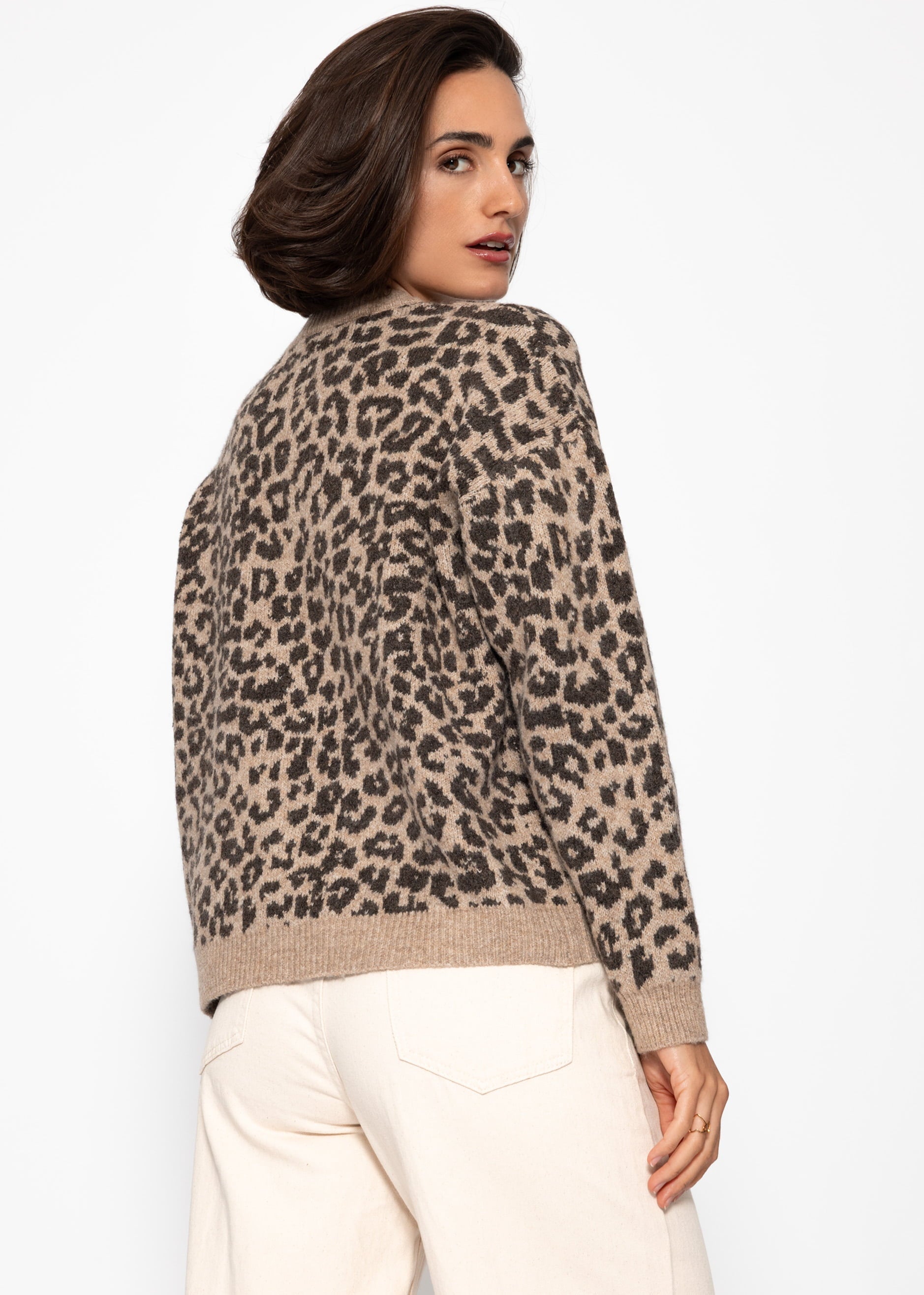 Cárdigan con estampado de leopardo - marrón