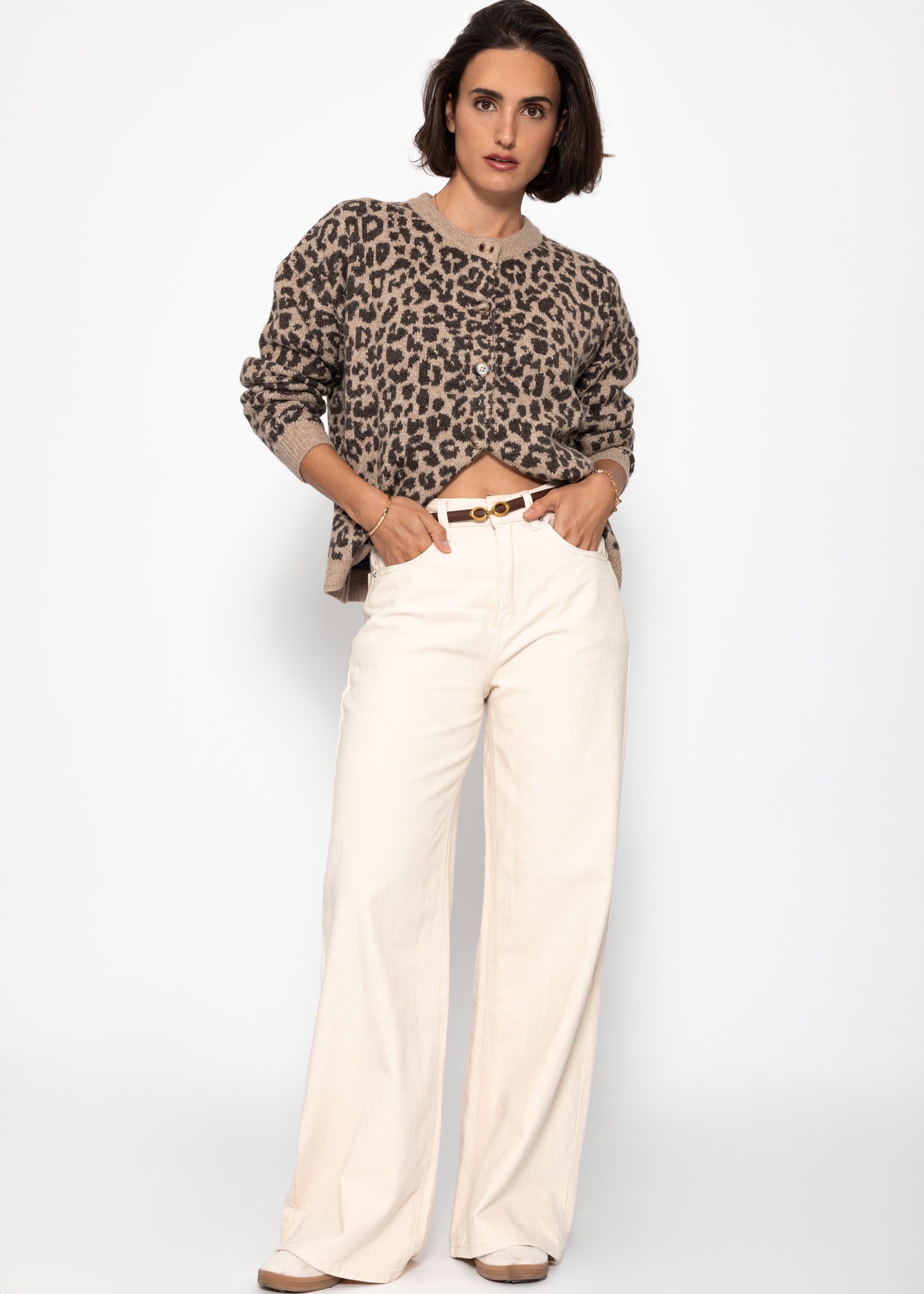 Cárdigan con estampado de leopardo - marrón