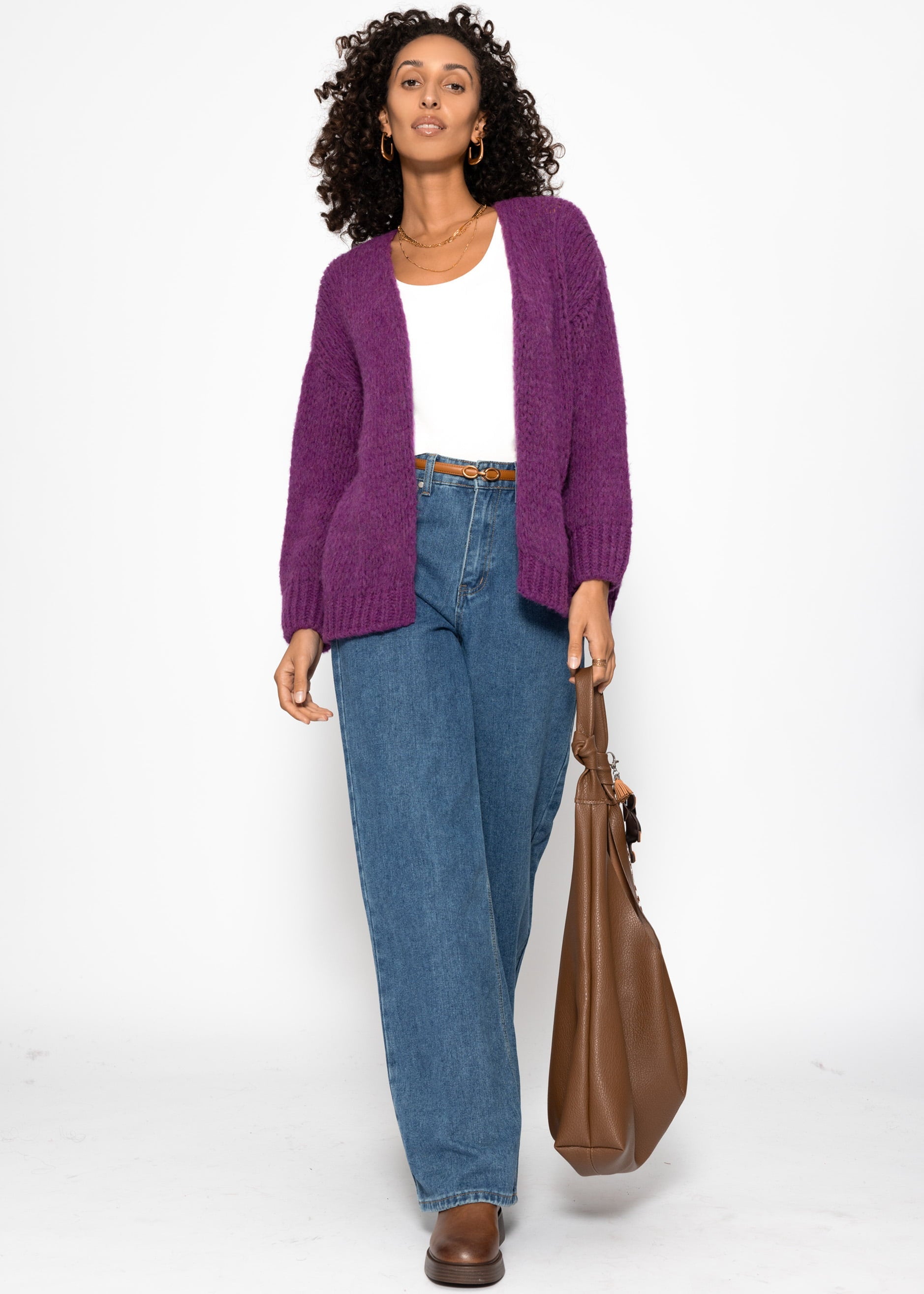 Cárdigan extragrande - ciruela