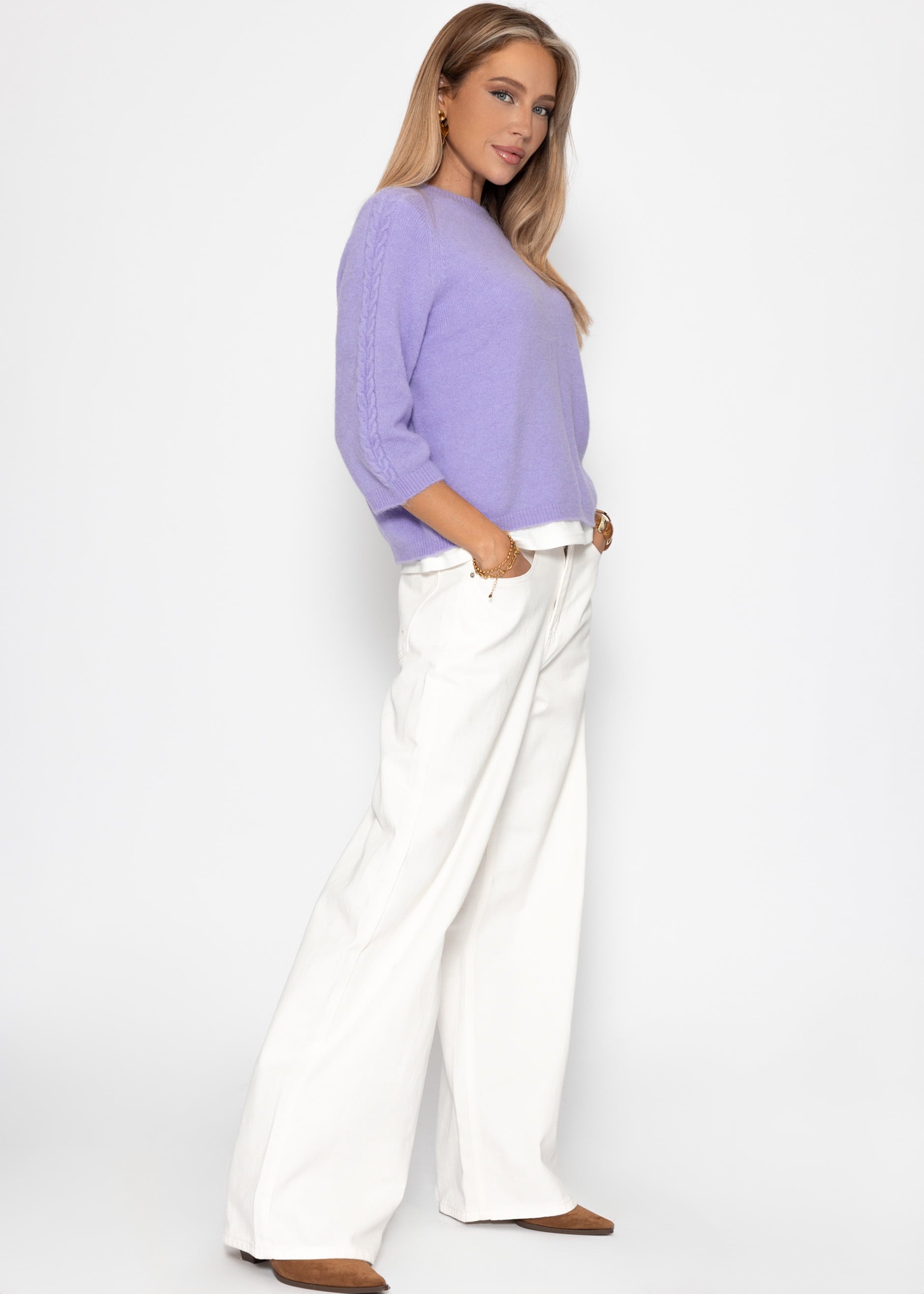 Top de punto con detalle de cable - lila